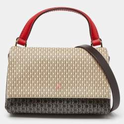 Carolina Herrera Tricolor Monogram Coated Canvas and Leather Mini Flap Top Handle Bag