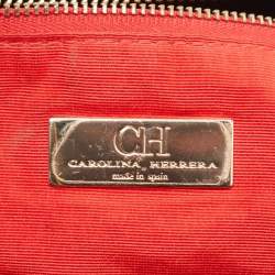 Pre Owned Carolina Herrera Black Monogram Embossed Leather Chain Bag