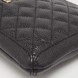 Pre Owned Carolina Herrera Black Quilted Leather Chain Tassel Baguette Bag
