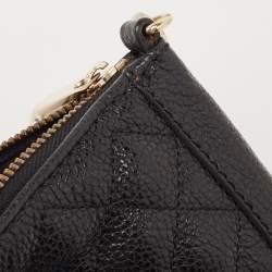 Pre Owned Carolina Herrera Black Quilted Leather Chain Tassel Baguette Bag