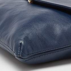 Carolina Herrera Navy Blue Leather Envelope Chain Shoulder Bag