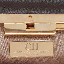 Carolina Herrera Grey Satin Frame Clutch