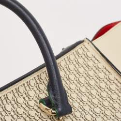 Carolina Herrera Multicolor Monogram Coated Canvas and Leather Patchwork Flap Tote