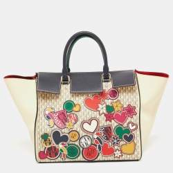 Carolina Herrera Multicolor Monogram Coated Canvas and Leather Patchwork Flap Tote