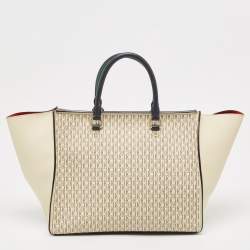 Carolina Herrera Multicolor Monogram Coated Canvas and Leather Patchwork Flap Tote