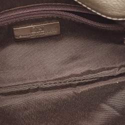 Carolina Herrera Grey Monogram Embossed Leather Bow Flap Chain Clutch  