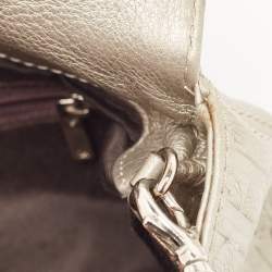 Carolina Herrera Grey Monogram Embossed Leather Bow Flap Chain Clutch  