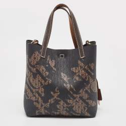Carolina Herrera Black/Brown Monogram Coated Canvas and Leather Matryoshka Tote