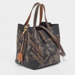 Carolina Herrera Black/Brown Monogram Coated Canvas and Leather Matryoshka Tote