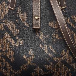 Carolina Herrera Black/Brown Monogram Coated Canvas and Leather Matryoshka Tote
