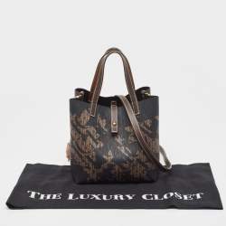 Carolina Herrera Black/Brown Monogram Coated Canvas and Leather Matryoshka Tote