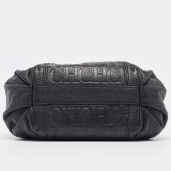 Carolina Herrera Black Monogram Embossed Leather Chain Hobo