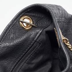 Carolina Herrera Black Monogram Embossed Leather Chain Hobo