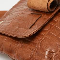 Carolina Herrera Brown Monogram Leather Audrey Shoulder Bag
