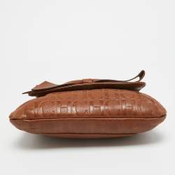 Carolina Herrera Brown Monogram Leather Audrey Shoulder Bag
