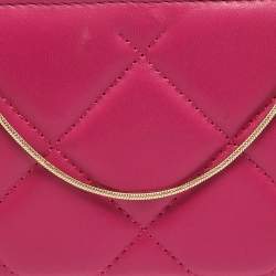 Carolina Herrera Pink Quilted Leather Frame Chain Clutch
