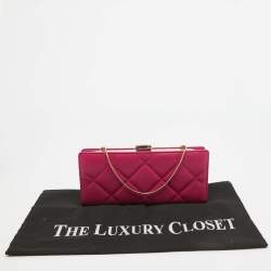 Carolina Herrera Pink Quilted Leather Frame Chain Clutch