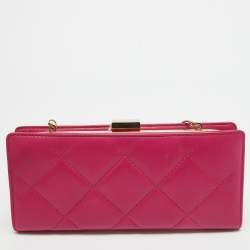 Carolina Herrera Pink Quilted Leather Frame Chain Clutch