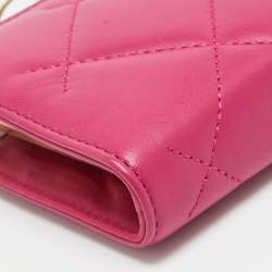 Carolina Herrera Pink Quilted Leather Frame Chain Clutch
