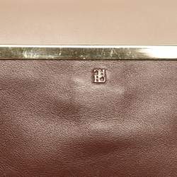 Carolina Herrera Brown/Beige Leather Camelot Colorblock Top Handle Bag