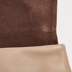 Carolina Herrera Brown/Beige Leather Camelot Colorblock Top Handle Bag
