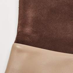 Carolina Herrera Brown/Beige Leather Camelot Colorblock Top Handle Bag