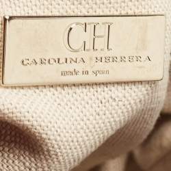 Carolina Herrera Brown/Beige Leather Camelot Colorblock Top Handle Bag