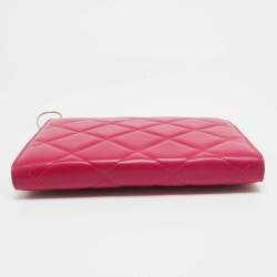 Carolina Herrera Pink Quilted Leather Frame Chain Clutch