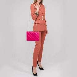 Carolina Herrera Pink Quilted Leather Frame Chain Clutch