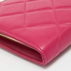 Carolina Herrera Pink Quilted Leather Frame Chain Clutch