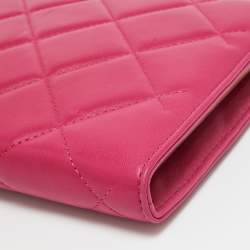 Carolina Herrera Pink Quilted Leather Frame Chain Clutch