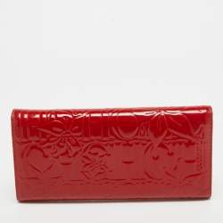 Carolina Herrera Red Embossed Patent Leather Flap Continental Wallet