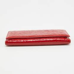 Carolina Herrera Red Embossed Patent Leather Flap Continental Wallet