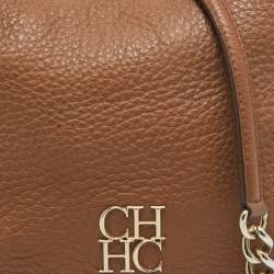 Pre Owned Carolina Herrera Brown Leather Tassel Chain Hobo