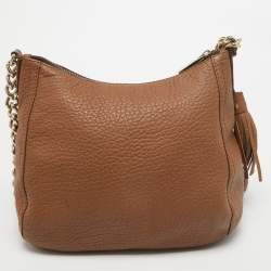Pre Owned Carolina Herrera Brown Leather Tassel Chain Hobo