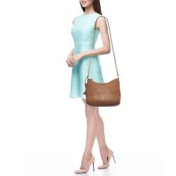 Pre Owned Carolina Herrera Brown Leather Tassel Chain Hobo