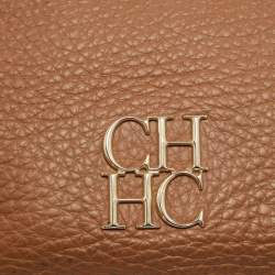 Pre Owned Carolina Herrera Brown Leather Tassel Chain Hobo