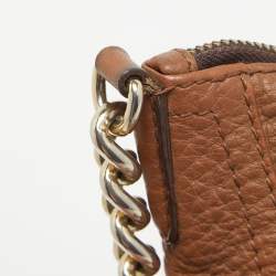 Pre Owned Carolina Herrera Brown Leather Tassel Chain Hobo