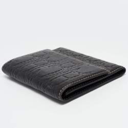 Carolina Herrera Dark Brown Logo Embossed Leather Trifold Wallet