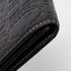 Carolina Herrera Dark Brown Logo Embossed Leather Trifold Wallet