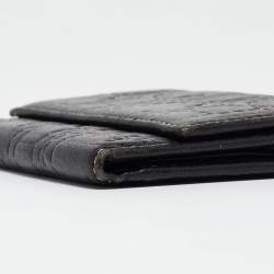 Carolina Herrera Dark Brown Logo Embossed Leather Trifold Wallet