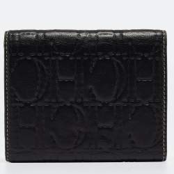 Carolina Herrera Dark Brown Logo Embossed Leather Trifold Wallet