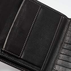 Carolina Herrera Dark Brown Logo Embossed Leather Trifold Wallet