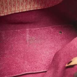 Pre Owned Carolina Herrera Burgundy/Beige Monogram Leather Large Andy Boston Bag