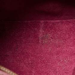 Pre Owned Carolina Herrera Burgundy/Beige Monogram Leather Large Andy Boston Bag