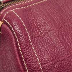 Pre Owned Carolina Herrera Burgundy/Beige Monogram Leather Large Andy Boston Bag