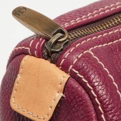 Pre Owned Carolina Herrera Burgundy/Beige Monogram Leather Large Andy Boston Bag