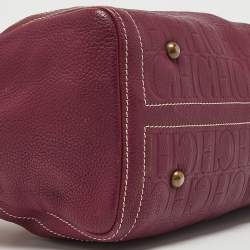 Pre Owned Carolina Herrera Burgundy/Beige Monogram Leather Large Andy Boston Bag