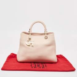 Carolina Herrera Light Pink Leather CH Charm Tote