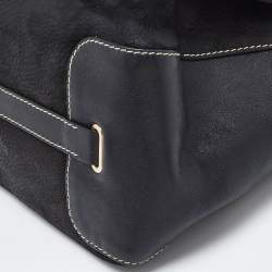Pre Owned Carolina Herrera Black Nubuck and Leather Chain Flap Shoulder Bag